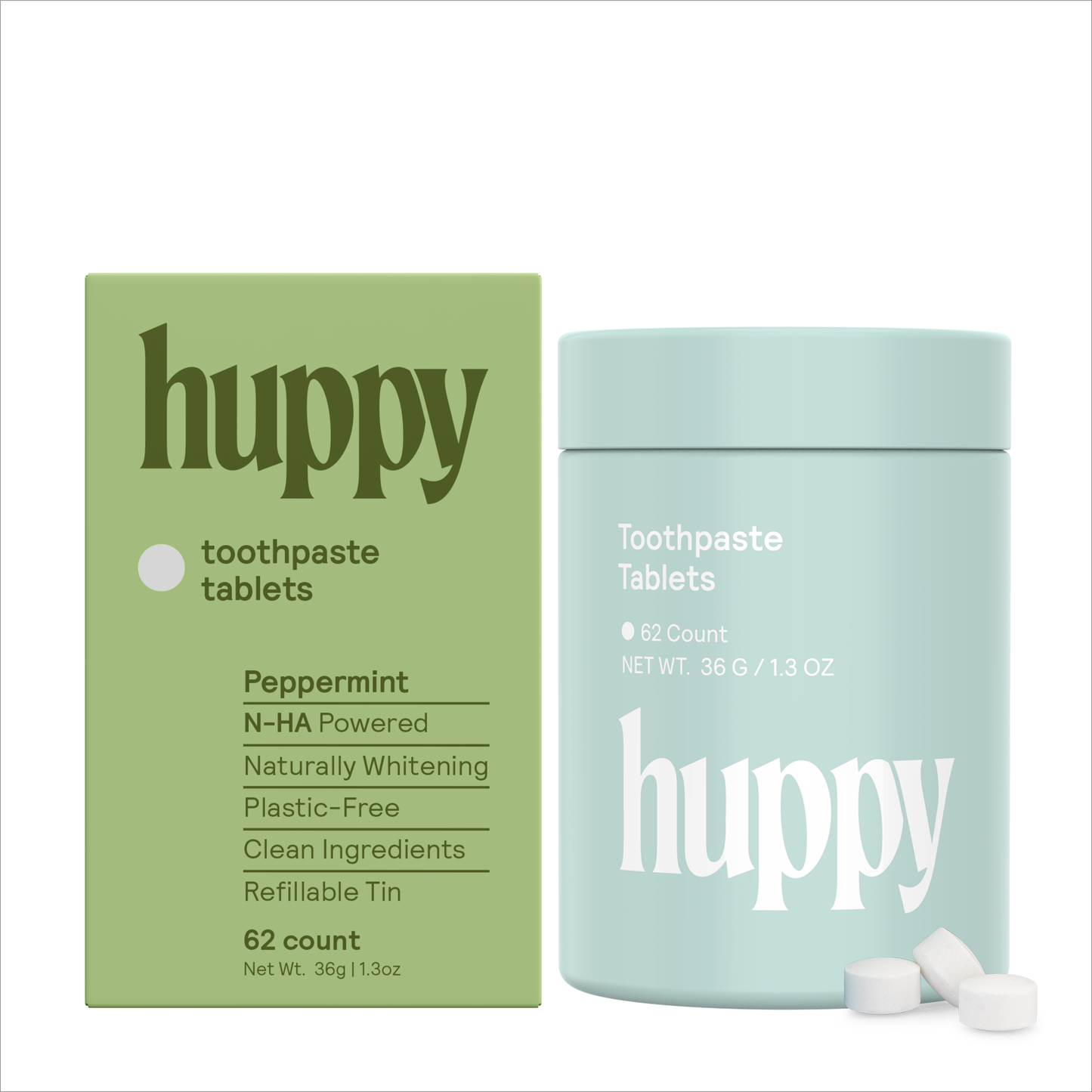 Huppy Toothpaste Tablets - Fluoride Free - Peppermint