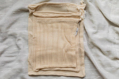 Reusable Organic Cotton Produce Bag Set – Mesh & Muslin