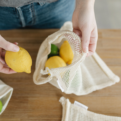 Reusable Organic Cotton Produce Bag Set – Mesh & Muslin