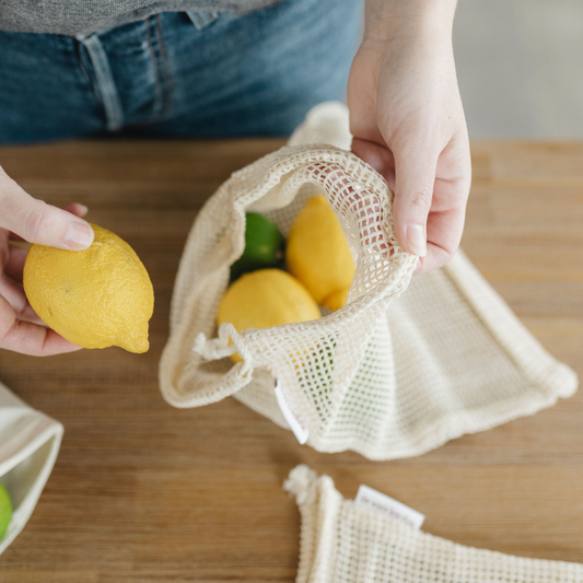 Reusable Organic Cotton Produce Bag Set – Mesh & Muslin