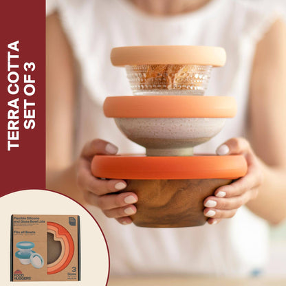 Glass Bowl Lids with Silicone Seal - Set of 3